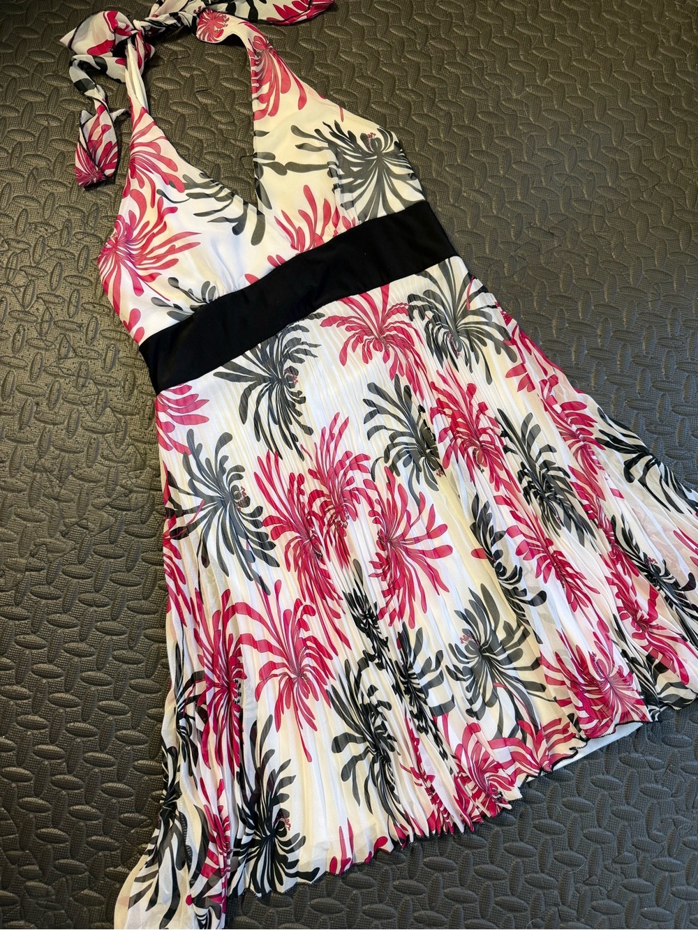 Vintage Nia Piu Y2K Pink Black & White Halter Dress Size Large